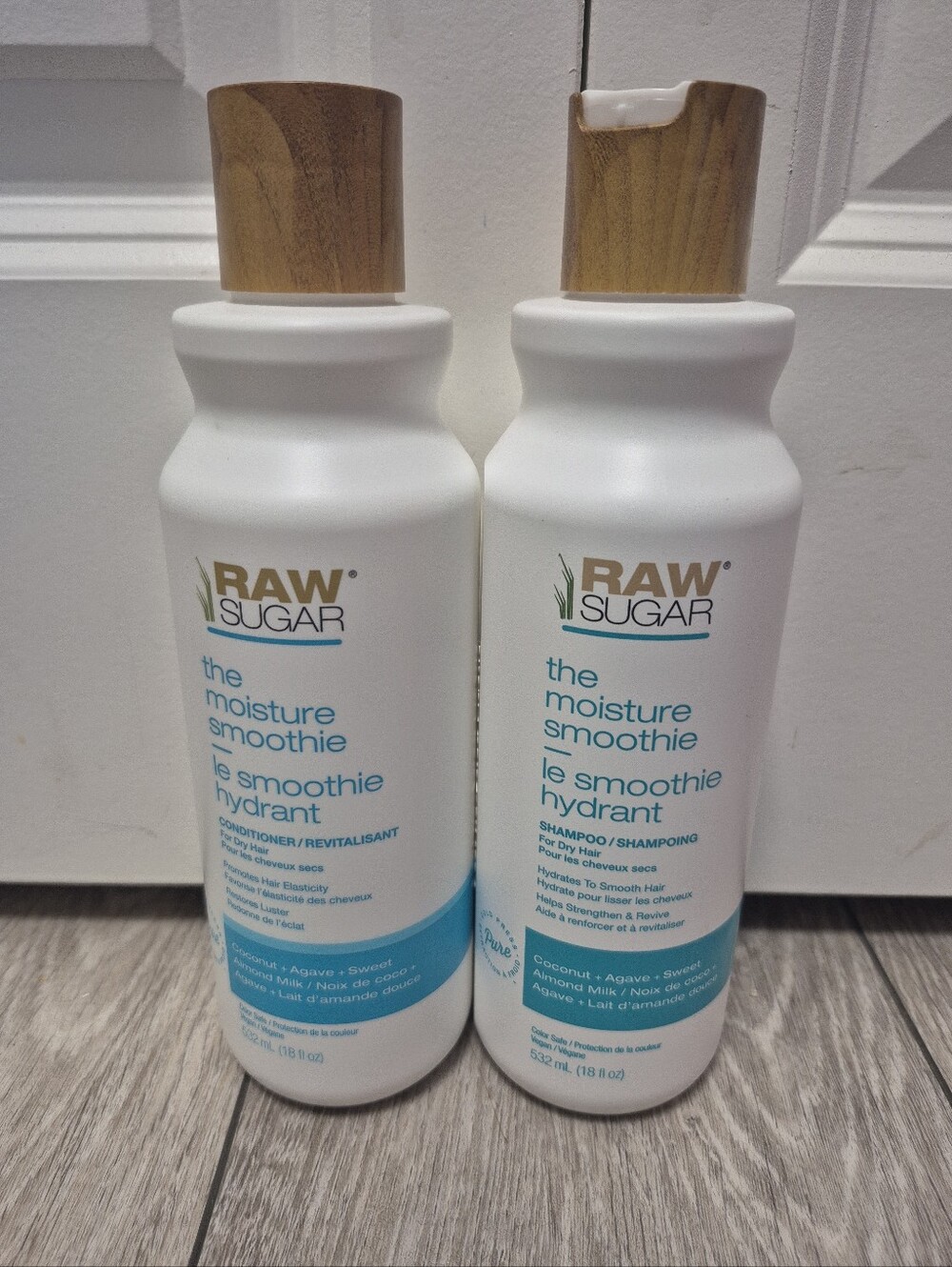 RAW Sugar The Moisture Smoothie Shampoo & Conditioner Set. Vegan. Color Safe NEW